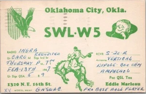 "Postal OKC 1947 de Oklahoma City/QSL tarjeta de radioaficionado ""Eddie Marleau" - Imagen 1 de 2