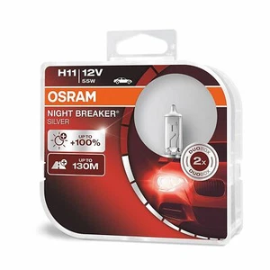 OSRAM NIGHT BREAKER SILVER H11 12V 55W Headlight Bulbs 64211NBS-HCB DuoBox - Picture 1 of 1