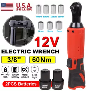 12V 3/8" Electric Cordless Ratchet Wrench Impact Power Tool 2 Battery +7 Sockets - Picture 1 of 15