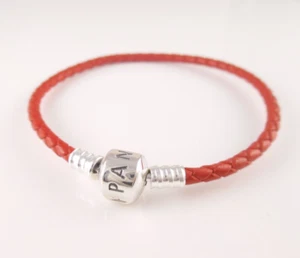Authentic PANDORA Red SINGLE Leather Bracelet 7.5"~19cm 590705CRD-S2 NEW! - Picture 1 of 3