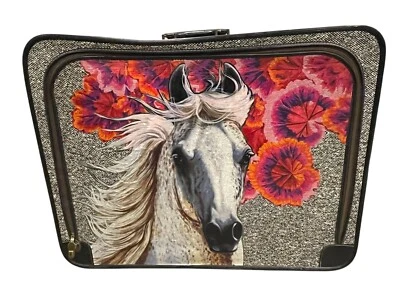 Rare Antique Leed’s Travelwear Egyptian Arabian Horse Equestrian Suitcase Trunk - Image 1 of 4