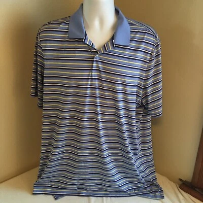 Polo Ralph Lauren RLX Para Hombres XL Azul Blanco Amarillo Rayas Manga Corta FS! Foto 1 de 4