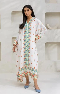 Womens Lulusar/Khaadi/Al Karam/Ethnic/Maria B/Limelight Kaftan Size M White - Picture 1 of 2
