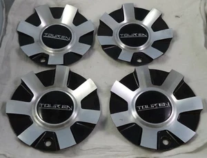 Touren Wheels Silver / Gloss Black Custom Wheel Center Cap Caps Set 4 # C-216-3 - Picture 1 of 4