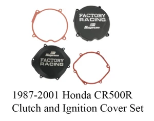 1987-2001 Honda CR500R Black Boyesen Clutch and Ignition Cover Set - Picture 1 of 3
