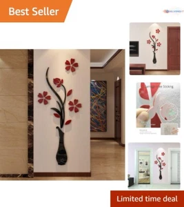 Unique Red Vase 3D Acrylic Wall Mural - Creative DIY Sticker Art for Kids - Picture 1 of 10