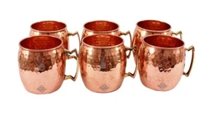 Hammered Copper Moscow Mule Mug Cup, Barware Best for Parties Set of 6 (530ML) - Picture 1 of 2