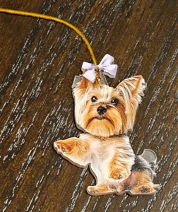 YORKSHIRE TERRIER PAW UP ORNAMENT~TREE OR CAR~2D ACRYLIC FLAT - Picture 1 of 1