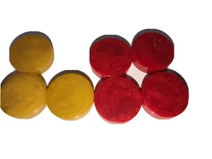 VTG Yellow Red Resin? Travel Checker Replacement Pieces France Non-Magnetic 5/8” - Picture 1 of 3