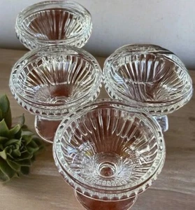 4 Jeannette Clear Glass 2005 AMERICANA Footed Sundae Dessert Dish Sherbets FOUR - Picture 1 of 9