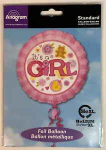 Anagram It's A Girl Foil Balloon 17” Circle New Sealed - Imagen 1 de 3