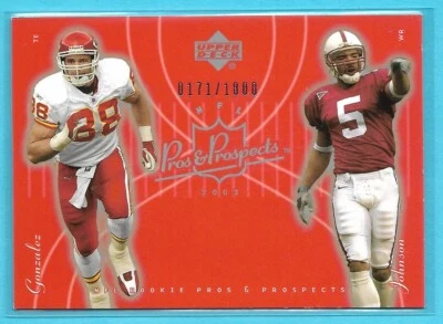 Tony Gonzalez & Teyo Johnson 2003 Upper Deck Pros & Prospects #0171/1800 - Image 1 of 2