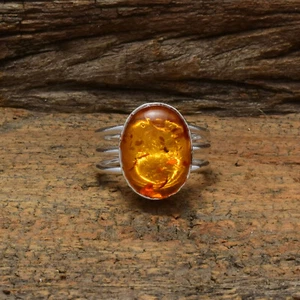 Valentine's Day Baltic Amber Gemstone 925 Sterling Silver Handmade Ring All Size - Picture 1 of 3