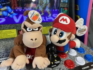 1997 Nintendo 64 BD&A Plush Lot: 1 Mario & 1 Donkey Kong 6” New w/ Tags NWT - Picture 1 of 9