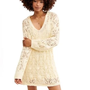 Free People Elton Mini Dress NWOT CREAM - Picture 1 of 11