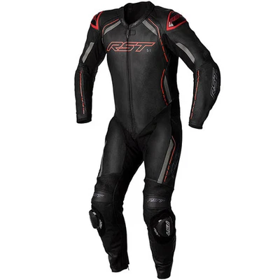 RST S1 CE One Piece Leather Suit Motorbike Motorcycle Black / Grey / Red - Image 1 of 2