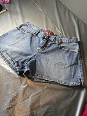 SO Stretch Denim Shorts Shorty JB3302 Size 9 Y2K Revival Low Rise Floral Tag - Image 1 of 4