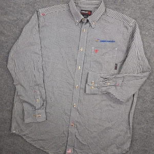 Ariat FR Arbeitshemd Herren XL navy kariert schwer entflammbar Langarm Firmenlogo - Bild 1 von 12