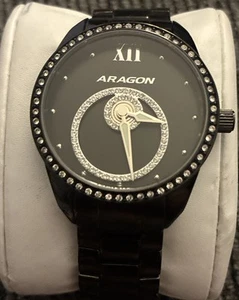 ARAGON StarHalo Gemstone A212 Watch 37mm Black. Pre-owned. Swiss Screw Down - Picture 1 of 13