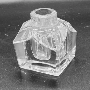 Early 19th Century Victorian Ink Well Beveled Edges Short Neck Square No Lid - Picture 1 of 4