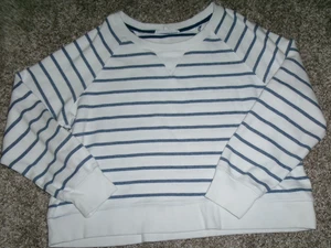 Jane + Delancey Damen Sweatshirt weiß/blau gestreift Crop Style Gr. L - Bild 1 von 4