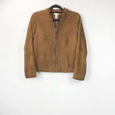 Chaqueta Chico's 1 Mediana Mujer Marrón Volantes Sudada Cremallera Completa Foto 1 de 4