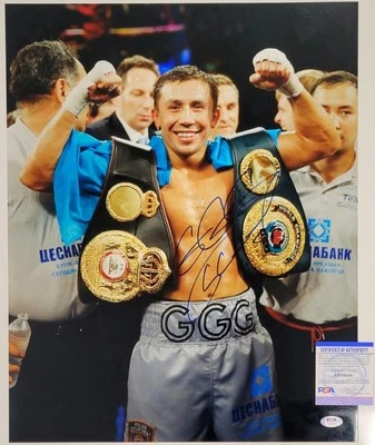 Foto firmada por Gennady Golovkin "GGG" Boxeo 16x20 Campeón del CMB autógrafo ~ PSA Foto 1 de 4