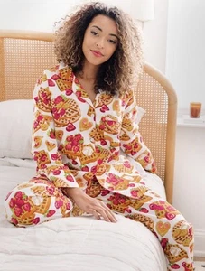Anthropologie Printfresh Plus 5x Waffeln im Bett Baumwolle Pyjama Set Neu mit Etikett FABELHAFT! RAR! - Bild 1 von 4