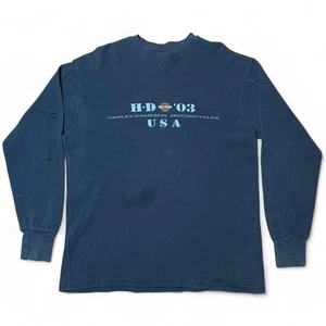 Vintage 97 Harley Davidson Long Sleeve Thermal Oakland California Shirt L 23x30 - Bild 1 von 8