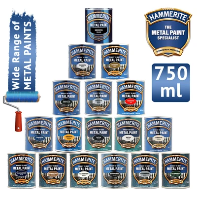 Hammerite 750ml Metal Paint Smooth, Hammered Direct to Rust All Colours - Image 1 of 4