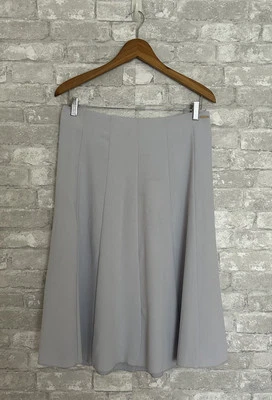 Tahari Size 8 NWT Grey Blue A-Line Midi Skirt Back Zip Closure Fully Lined - Image 1 of 4