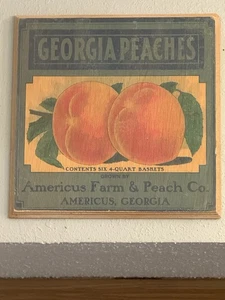 4er Set Vintage Produce Art Holz Wandbilder 12x12" Pfirsich Struktur alle Sonnenblume - Bild 1 von 6