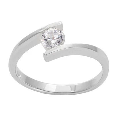 Silverly Anello Argento 925 Zircone Cubico 5 mm Taglio Rotondo Fidanzamento - Immagine 1 di 4