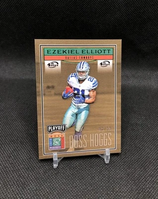 Tarjeta de novato 2016 Playoff Ezekiel Elliott BOSS HOGGS/10 verde 4to down SSP BH-EE Foto 1 de 4