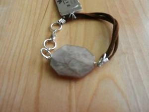 Barse Sterling Silver, Leather and Carnelian Bracelet MSRP $58 - Picture 1 of 2