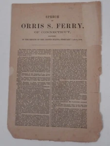 1872 Speech Orris S Ferry SENATOR Connecticut CT RECONSTRUCTION 14th Amendment - Picture 1 of 3
