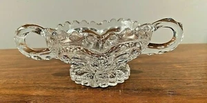 Vintage Clear Cut Crystal Glass Double Handles 8" x 3 1/2" Condiment Serve Dish - Picture 1 of 8
