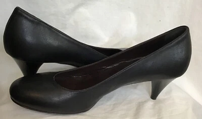 Roberto Cavalli 鞋黑色皮革圆头低跟高跟鞋 39 码 — 第 1/4 张图片