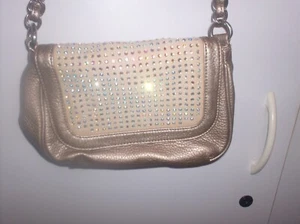 Deux Lux Gold Crystal Beaded Cross Body Shoulder Bag EUC - Picture 1 of 4
