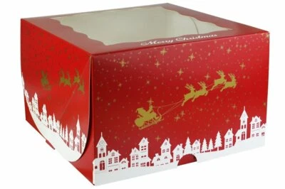 Christmas Cupcake Cake Box Muffin Log Mince Pie Gateaux Window Party ALL SIZES - Image 1 of 4