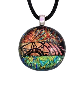 Glass Pendant, Handmade Dichroic Glass Pendant, Fused Glass Pendant, SALE - Picture 1 of 2