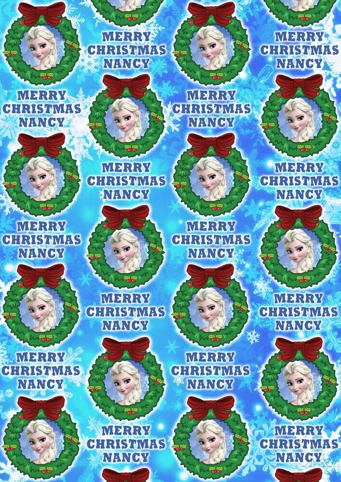 ELSA FROZEN Personalised Christmas Gift Wrap - Disney Frozen Wrapping Paper - Image 1 of 1