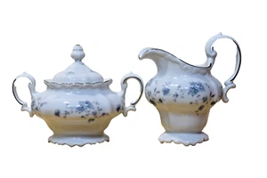 Creamer and Sugar Bowl Haviland Bavaria Germany Blue Garland - Picture 1 of 3