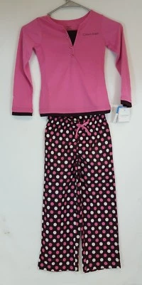 Calvin Klein Niñas ROSA Y MARRÓN Lunares 2 Piezas Pijama Conjunto Pijama Talla 4/5 NUEVO Foto 1 de 2