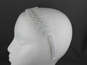 White plastic comb teeth thin skinny headband hair band accessory - Picture 1 of 5