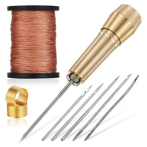 9pcs Leather Sewing Awl Kit Including 45m Thread and Thimble Canvas Leather - Picture 1 of 7
