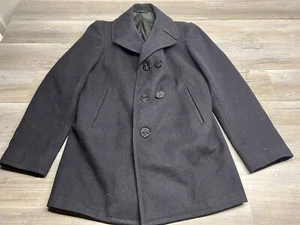 Vintage Pembroke US Navy Peacoat Melton Wool 36L Blue - Picture 1 of 14