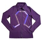 Lululemon Athletica Instride Big Logo Sz 10 Purple Yoga Layer Full Zip Patchwork