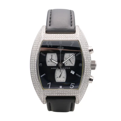 Часы Aquamaster нержавеющая сталь кожа черный циферблат 44 x 46 мм кварц продаются как есть - Изображение 1 из 4