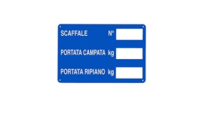 GLOBAL PUBBLITÀ CARTELLO SEGNALETICO - scaffale n° portata campata kg - segnale indicazione